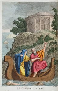 महाप्रलयबाट बचेका सत्यव्रत र श्रद्धा चित्रकारः Luigi Ademollo (1764 – 1849)