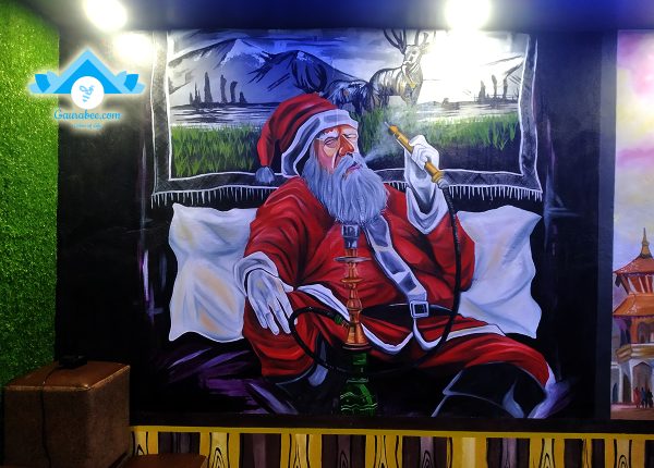 Santa Claus vaping Hookah