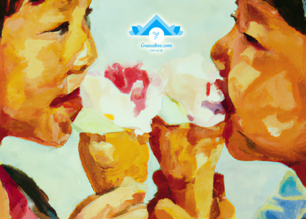 AI generated image of kids sharing ice cream